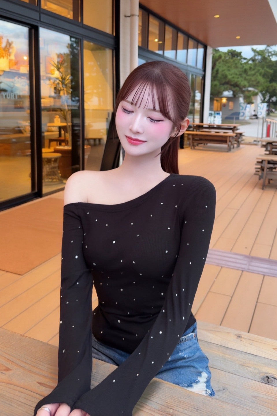 グリッターワンショルダートップ KR12232