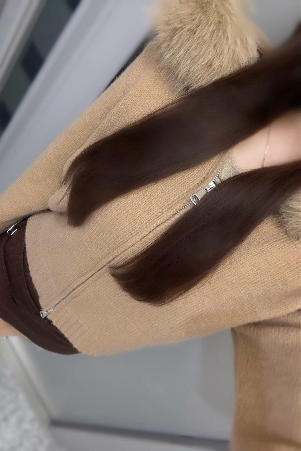 ファーフードニット KR13458