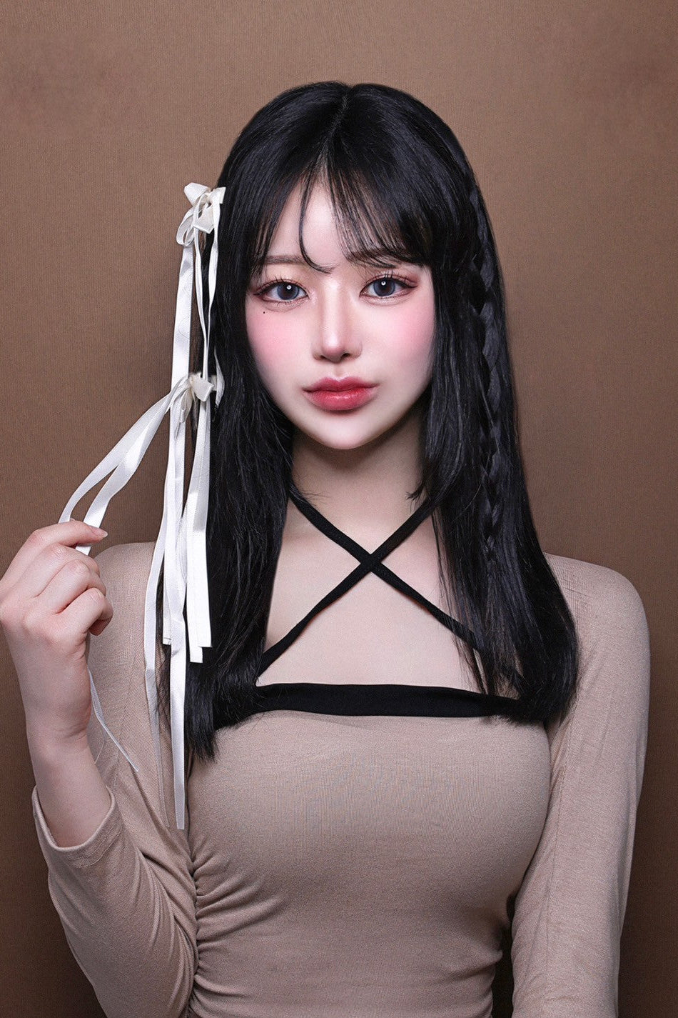 Tight cross ribbon one-pice KR10106