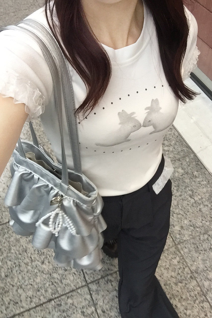 レースラビットプリントTシャツ KR10457