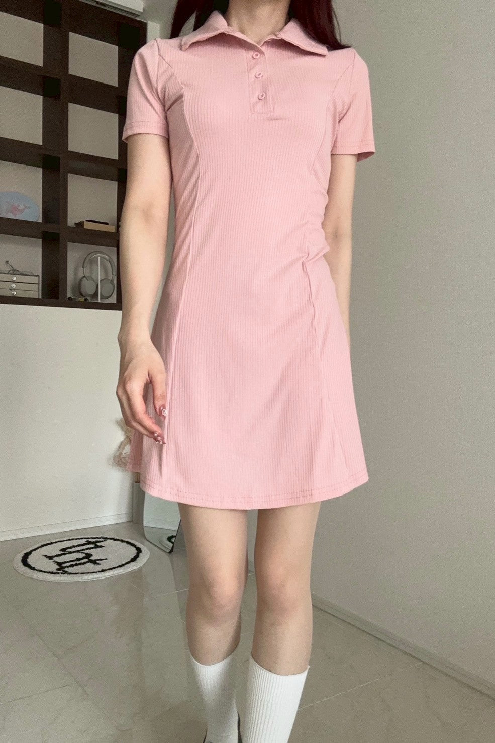 シンプルポロネックワンピース KR10341