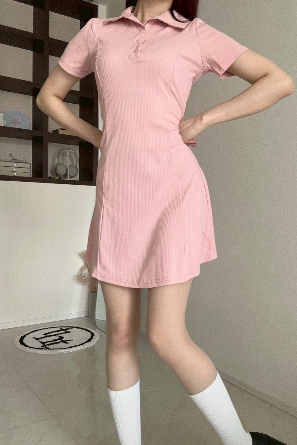 シンプルポロネックワンピース KR10341