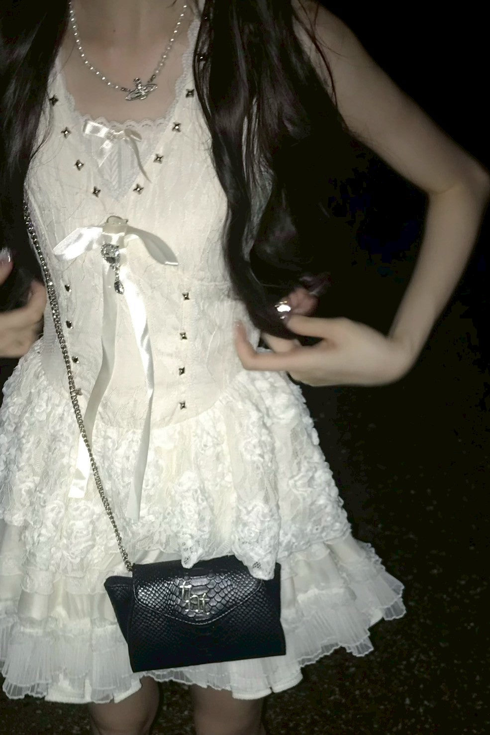 フロントリボンVネックワンピース KR10282