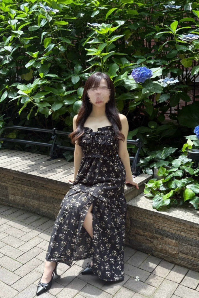 ブラックフラワーワンピース KR10852