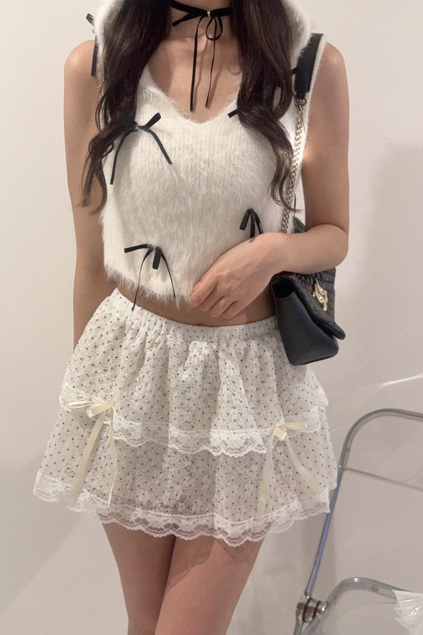 ドットシルクレーススカート KR10893