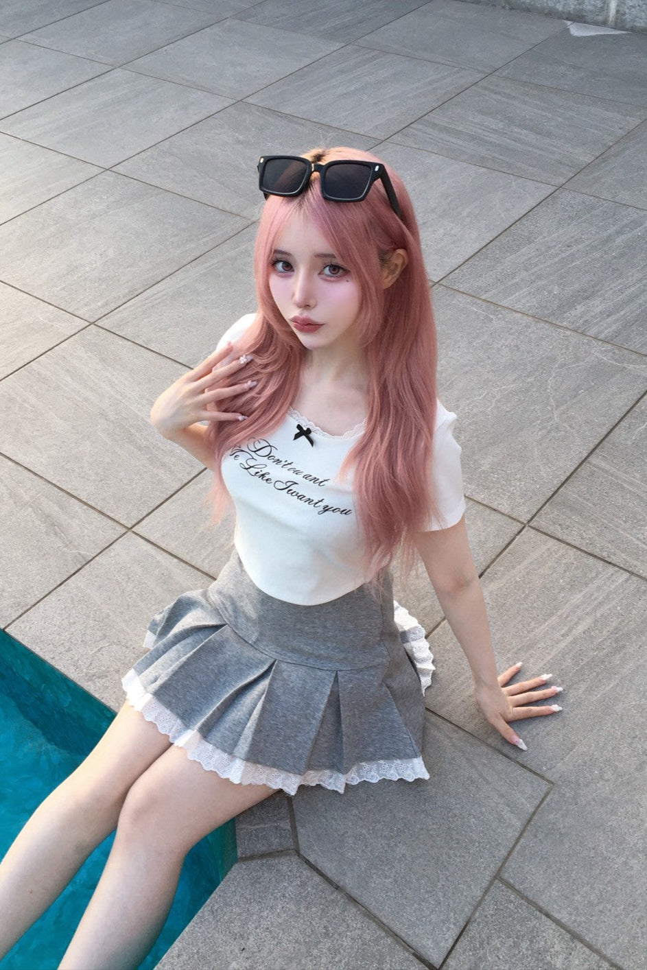 レタリングホワイトリボンTシャツ KR10475