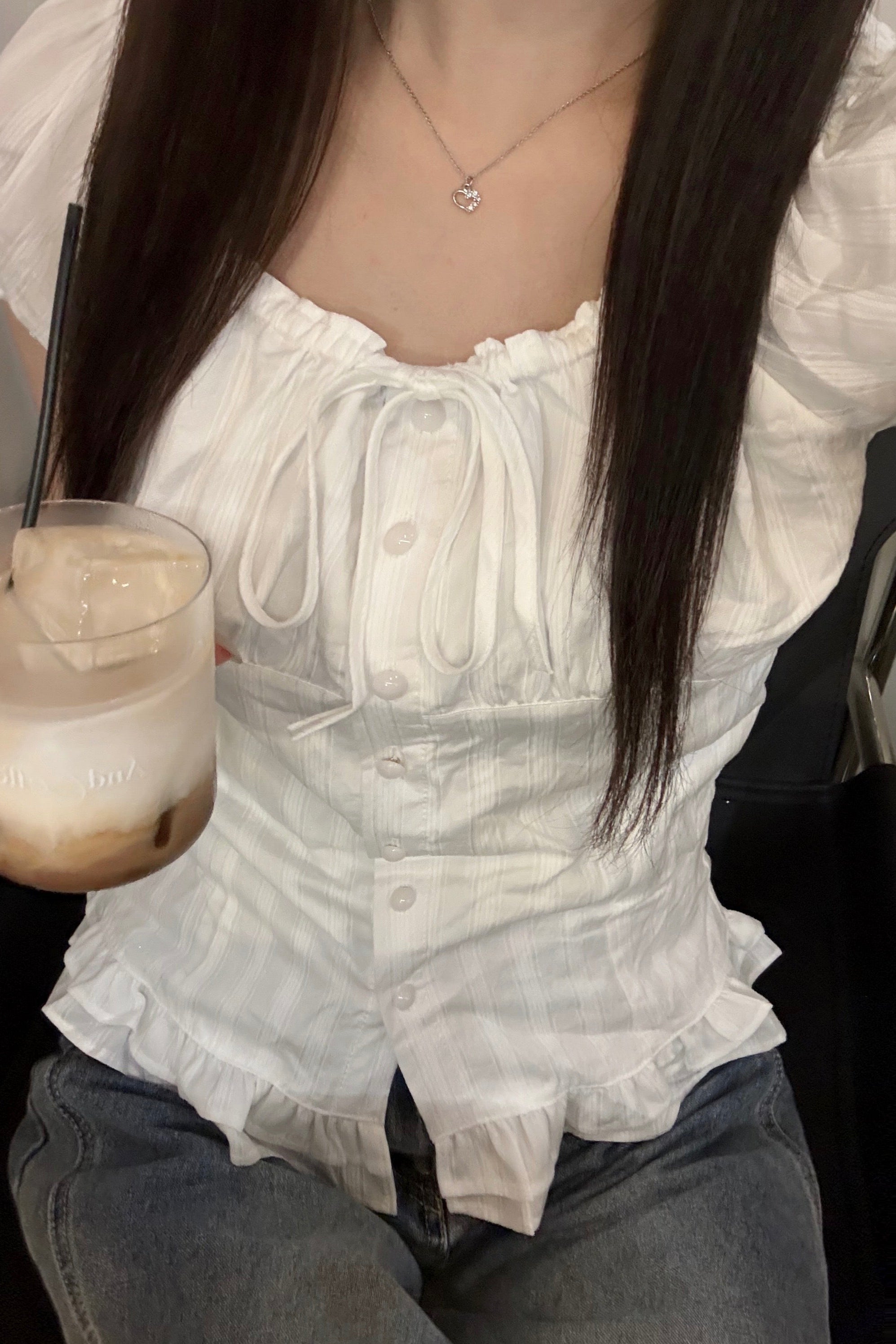 カジュアルプリーツリボントップス KR11594