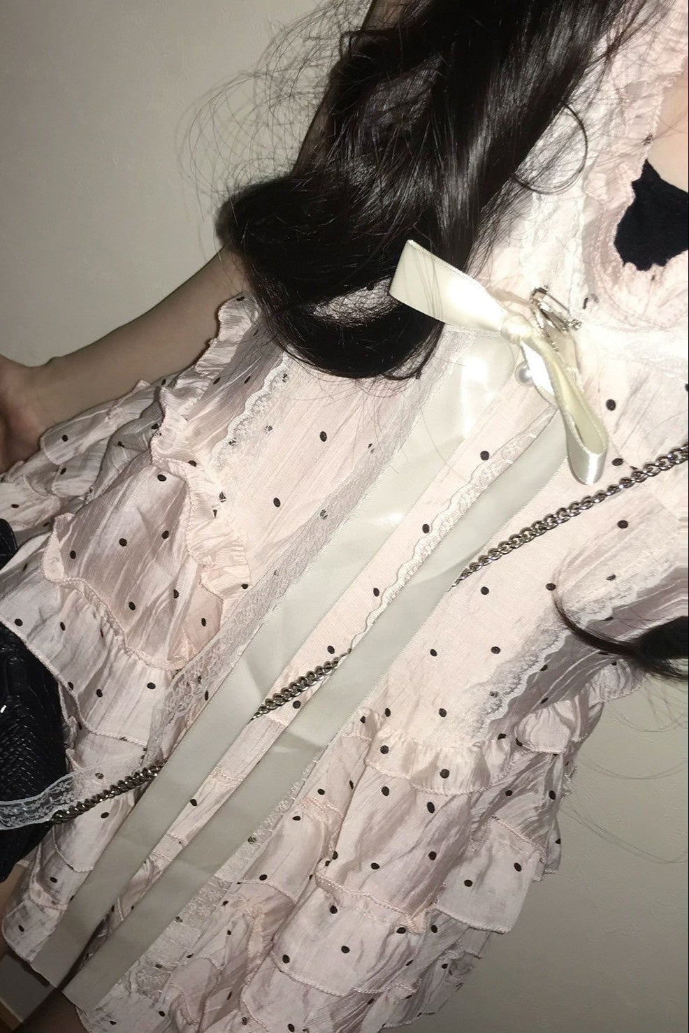 ピンクドットビジューワンピース KR11366