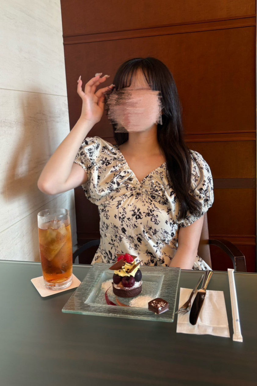 Vネックシフォンフラワーワンピース KR11720