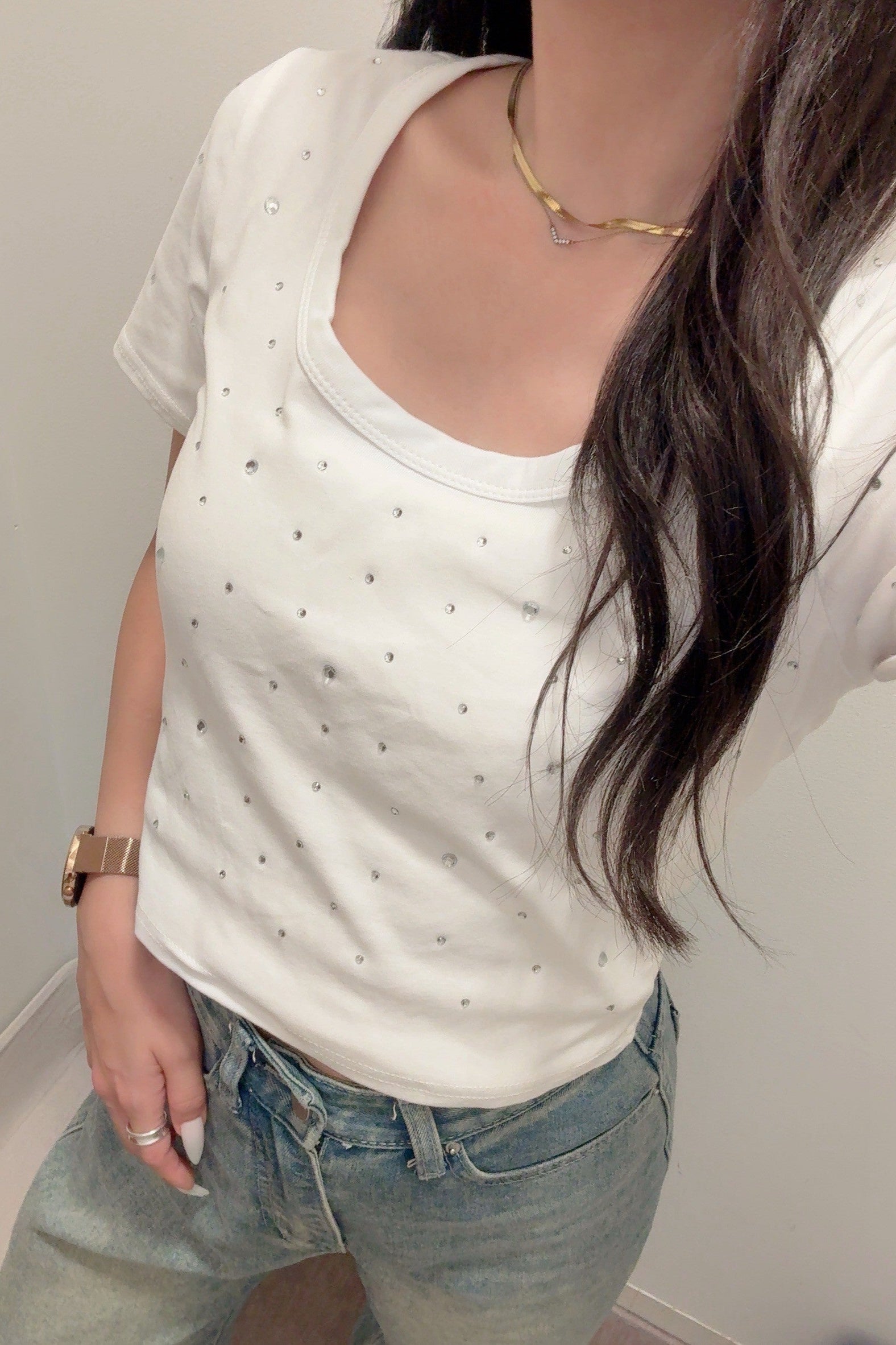 ビジュークロップドTシャツ KR10675