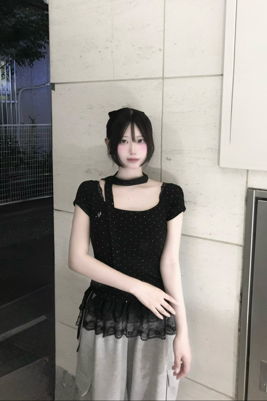 UネックドットTシャツ KR11486