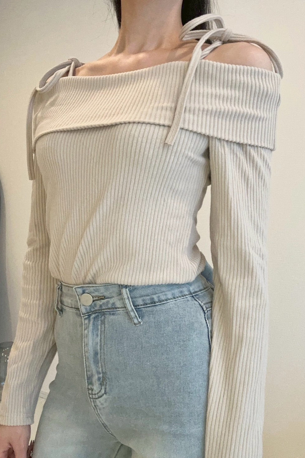 オフショルダーリボンニット KR11781