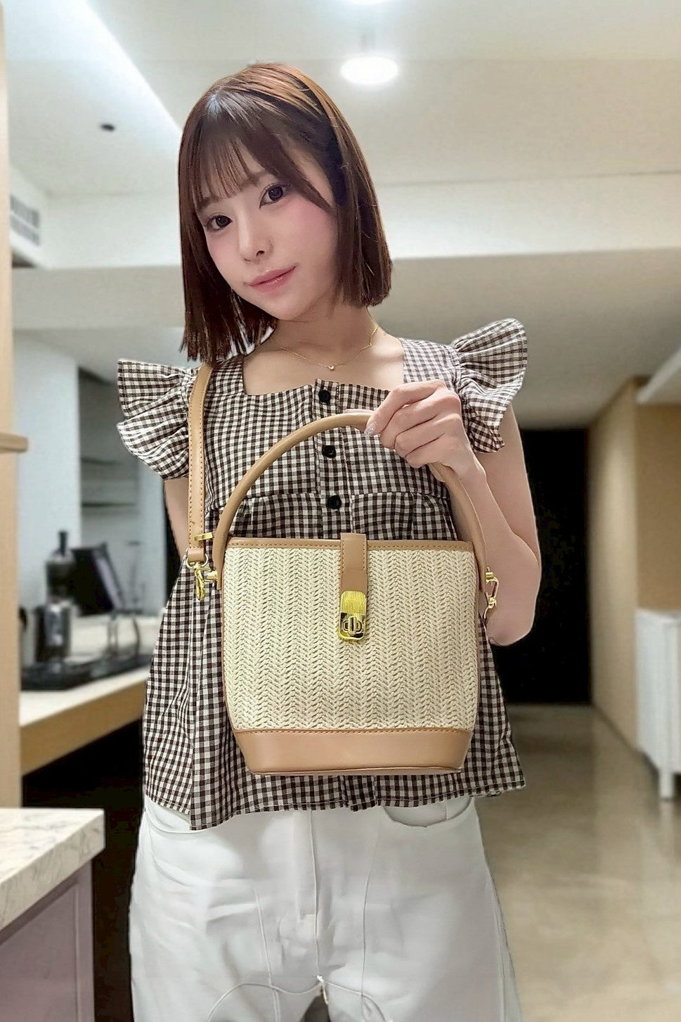 ラタンバケットバッグ KR10799