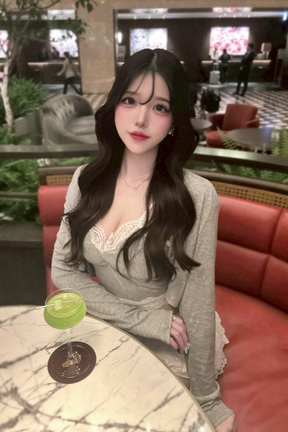 グレーレースキャミセットトップ KR12377