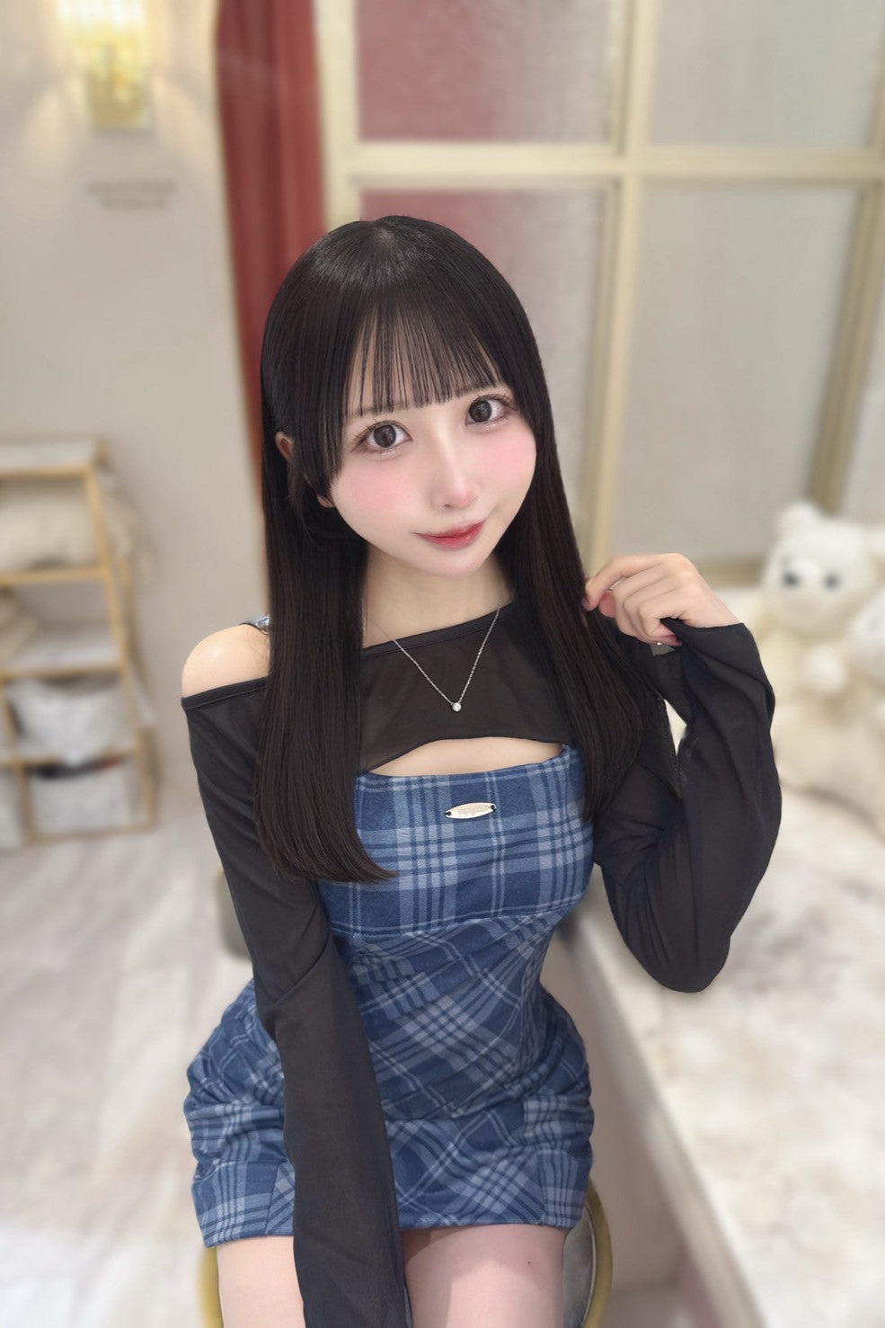 チェックスリットカーデ ワンピース KR12304