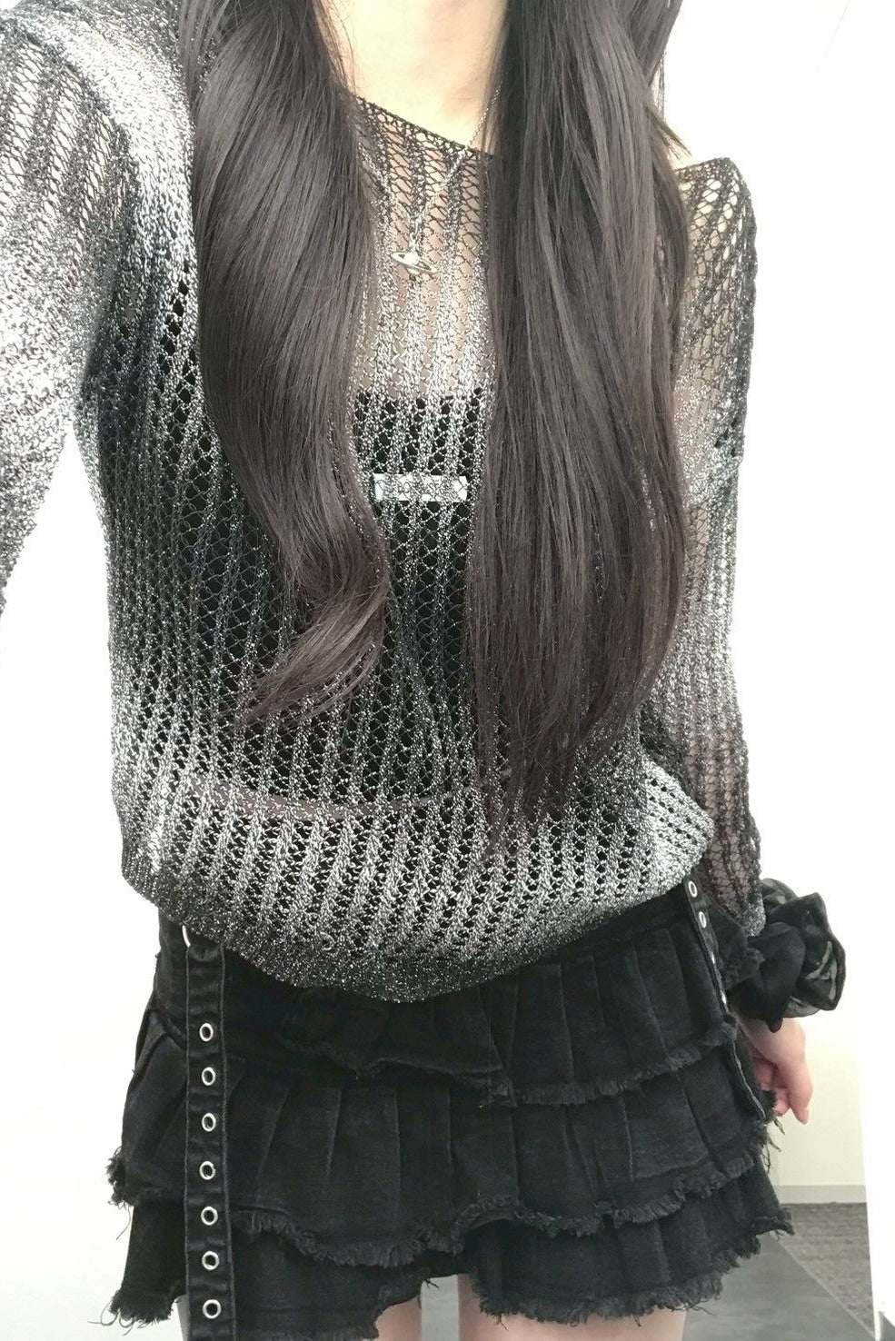 シアーメタリックルーズニット KR12636