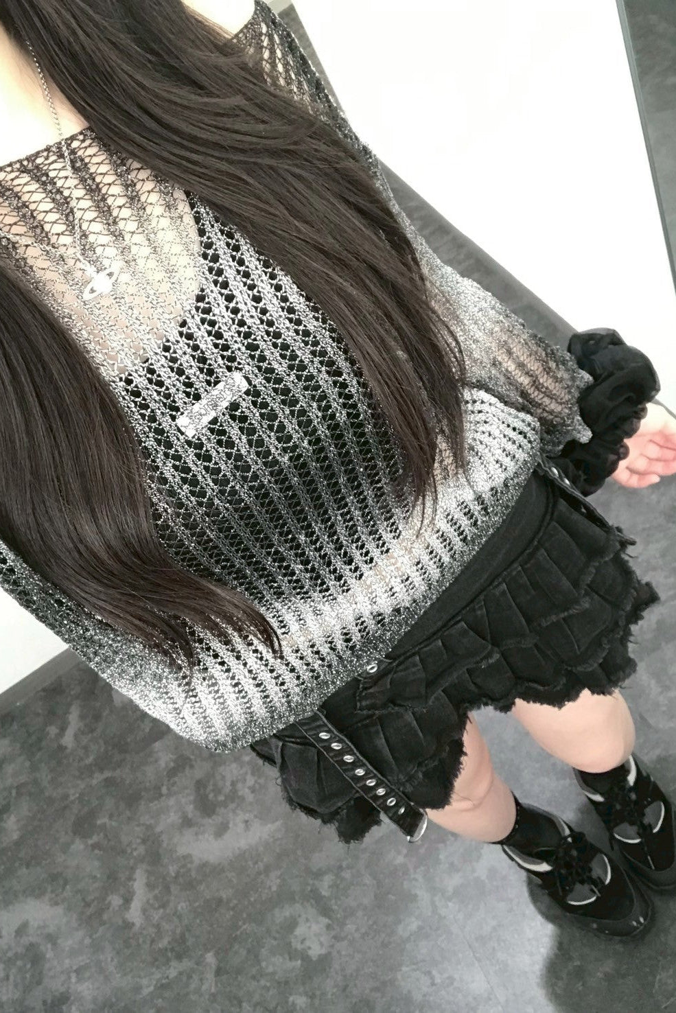シアーメタリックルーズニット KR12636