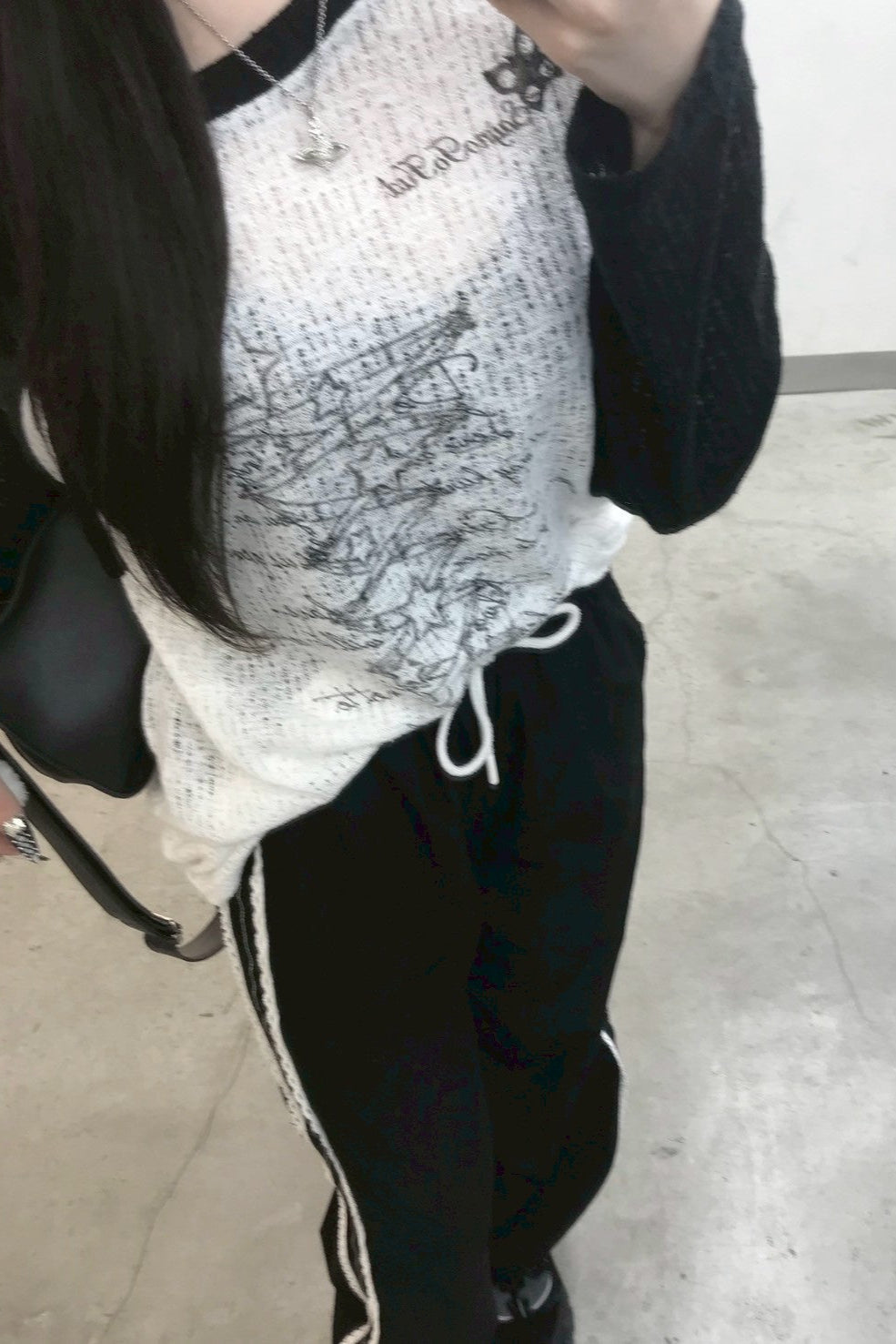 リボンストラップラグランロングTシャツ KR12644