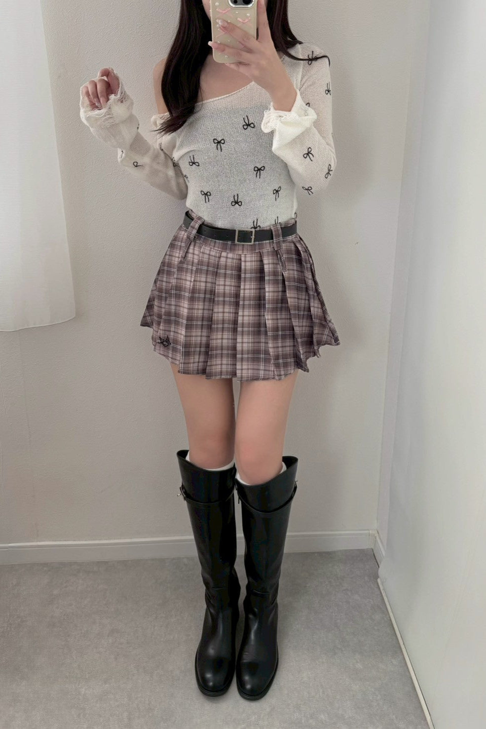 チェックプリーツデザインスカート KR13264