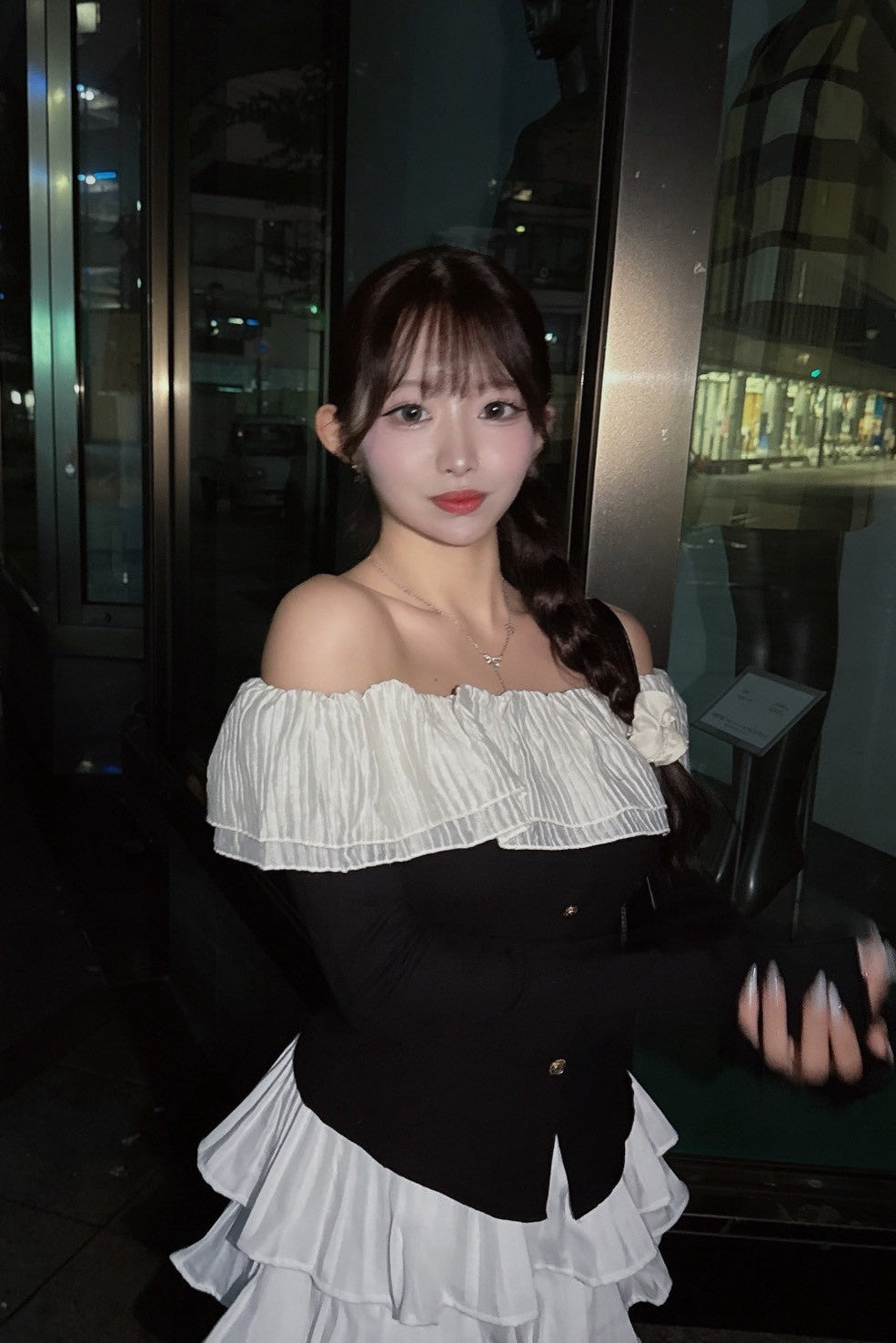 ゴールドボタンオフショルトップス KR12712