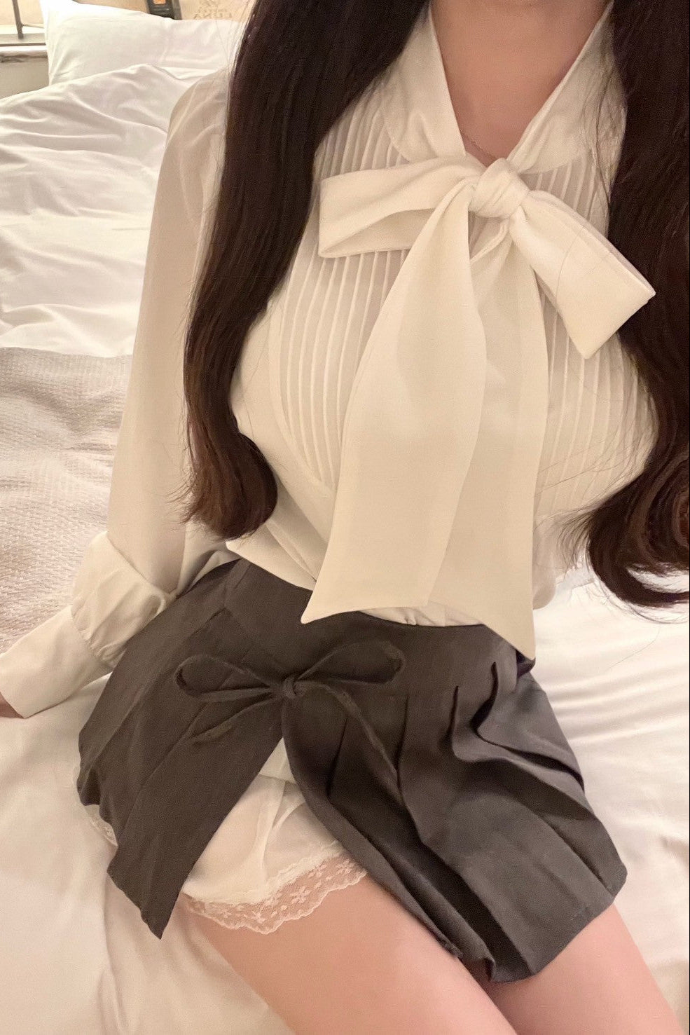 リボンプリーツレーススカート KR13309