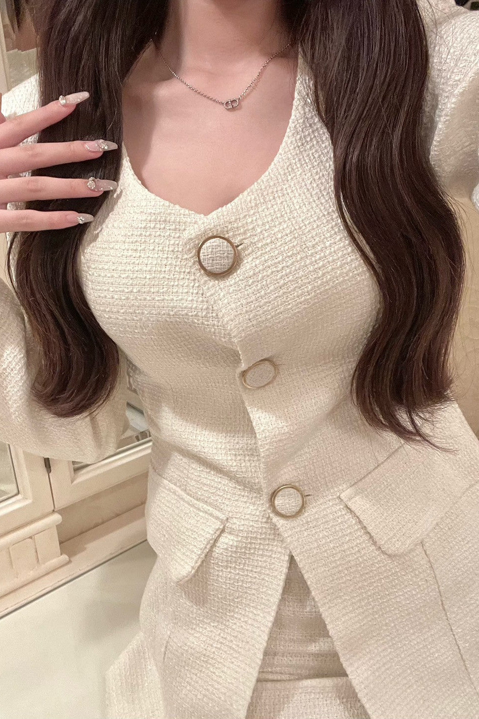 クラシックツイードペプラムセットアップ KR30033