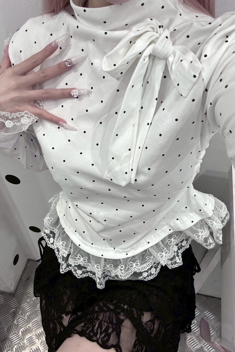 ドットレースリボントップス KR12063