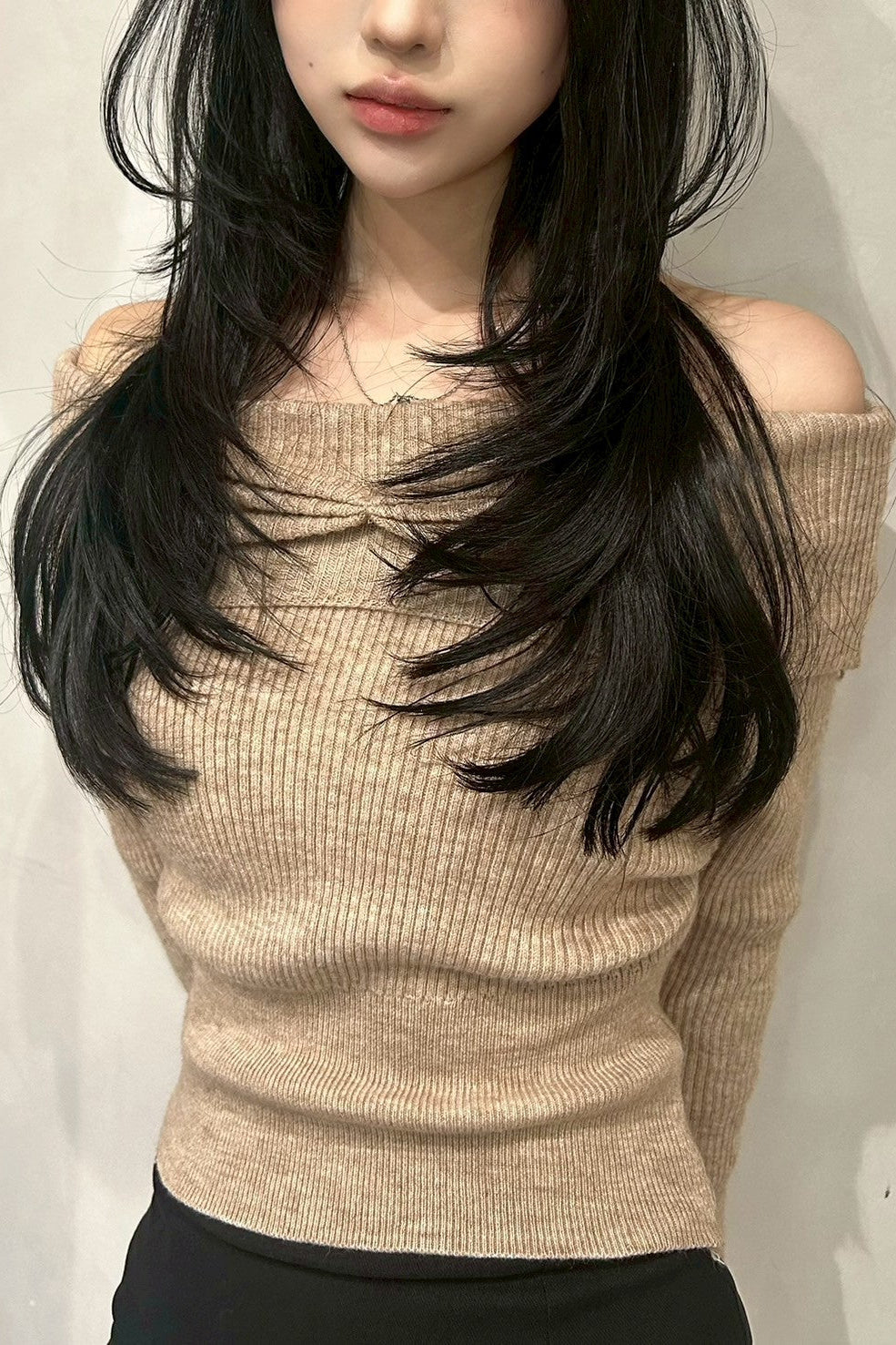 オフショルリブトップス KR12847