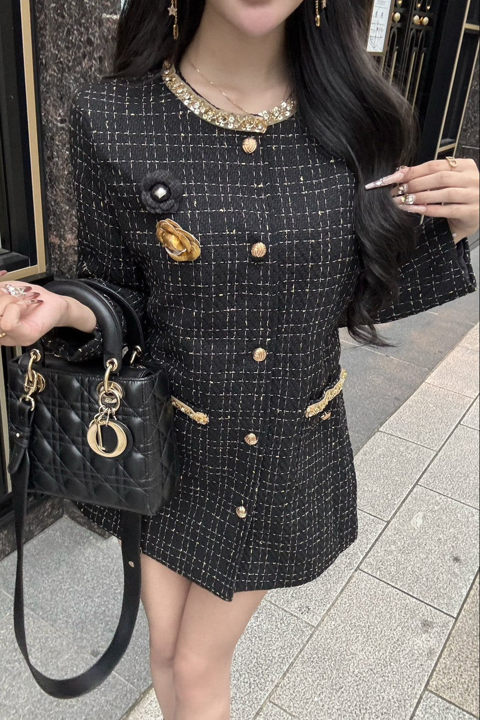 ゴールドボタンツイードコート KR30010