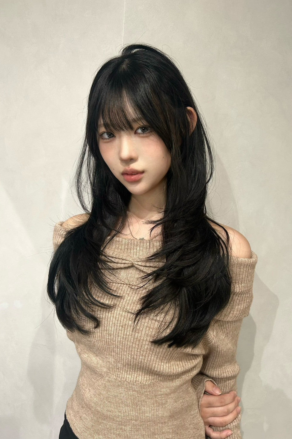 オフショルリブトップス KR12847