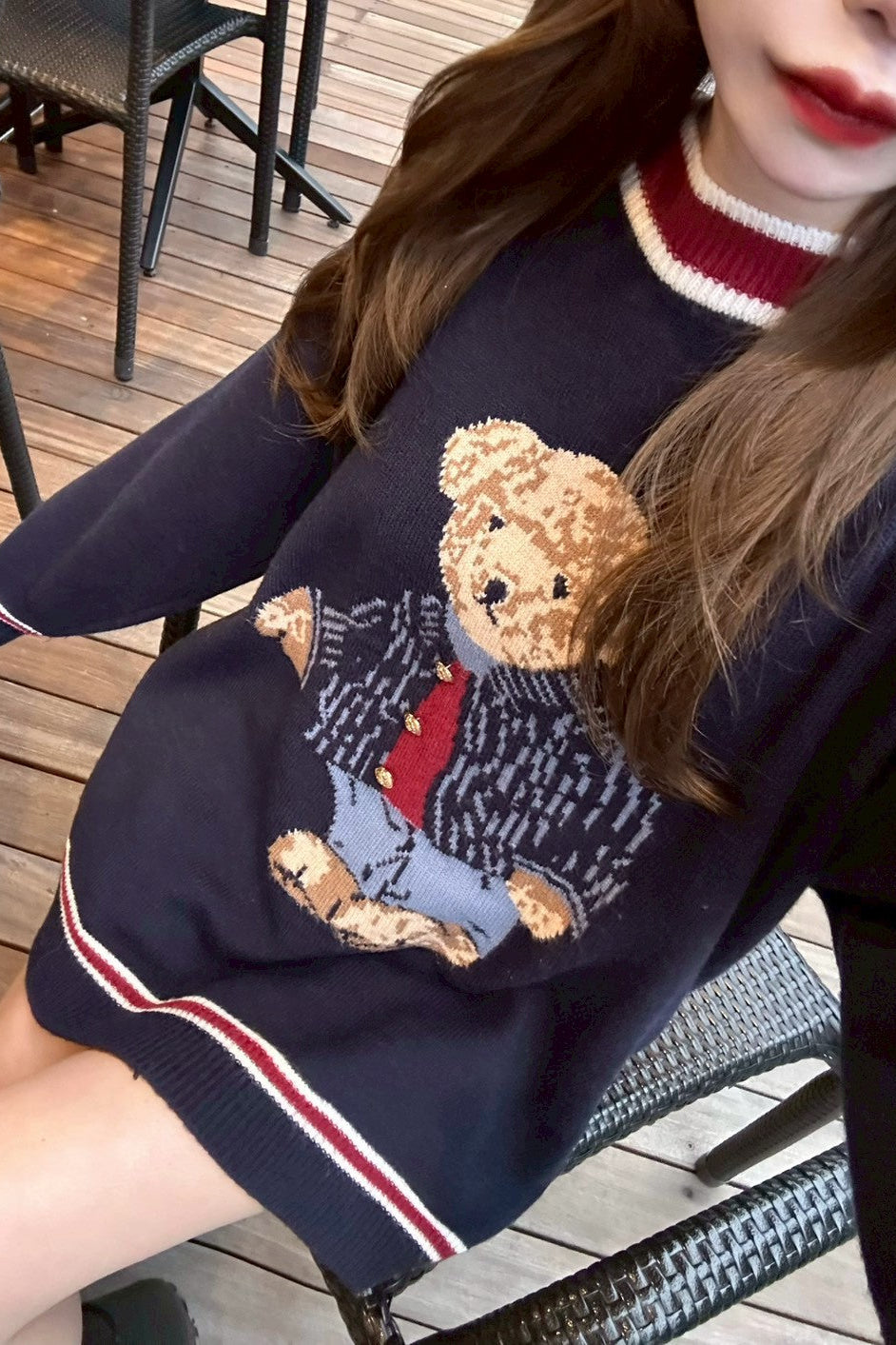 フロントベアプリントニット KR13356