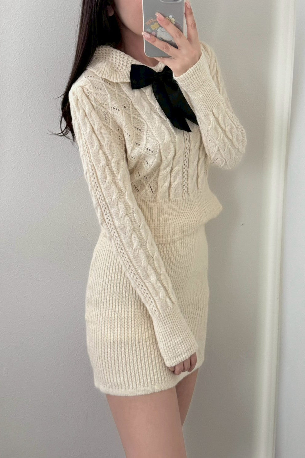 リボンカラーニットセットアップ KR13268