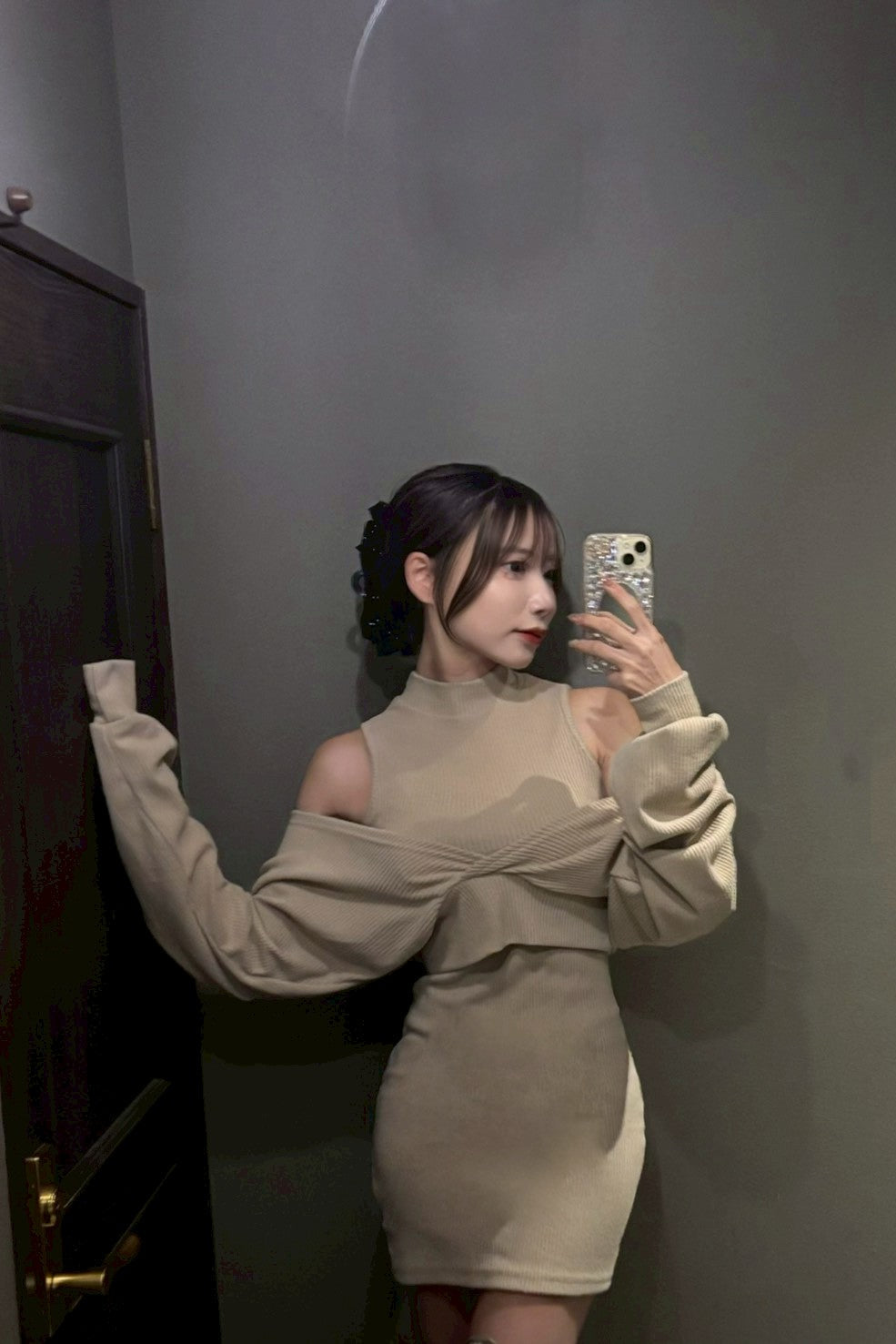 ショルダーニットワンピース KR13353