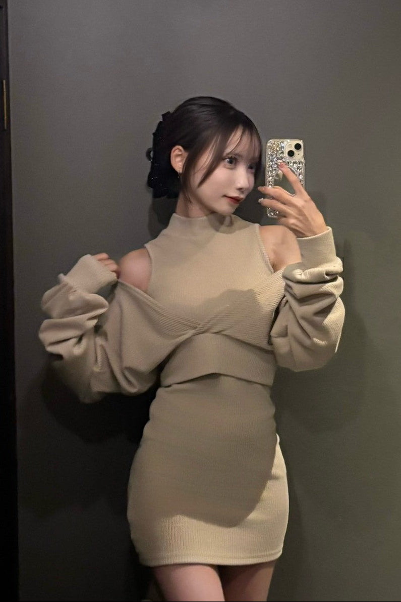 ショルダーニットワンピース KR13353