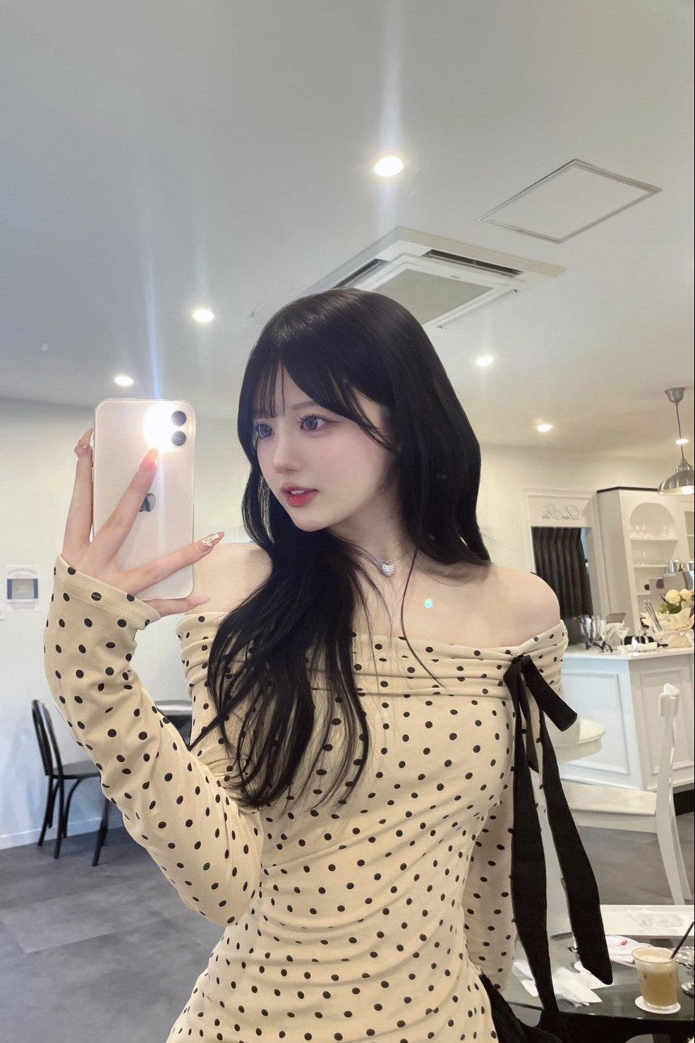 ドットリボンオフショルトップス KR11203