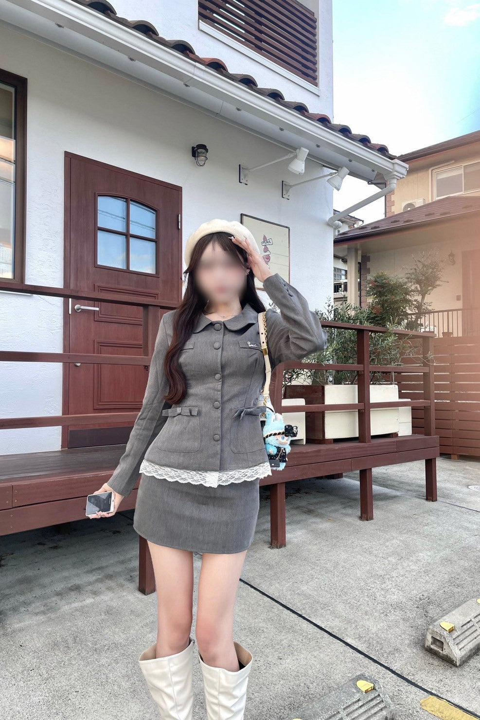 5772.YUKI TORY フリンジ ミックスツイード セットアップ 日本製 フリンジツイードセットアップ KR12619