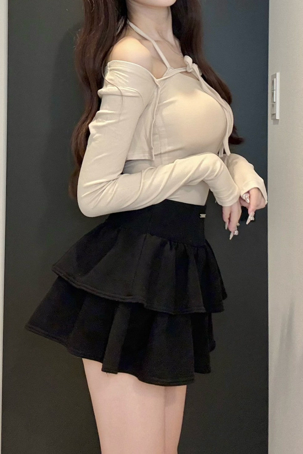 ストラップリボンオフショルトップス KR12614