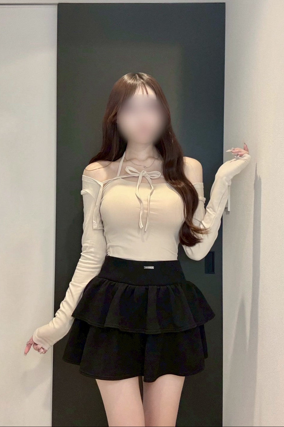 ストラップリボンオフショルトップス KR12614