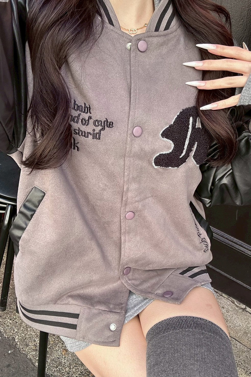 スエードレザーバイカラースタジャン KR30158