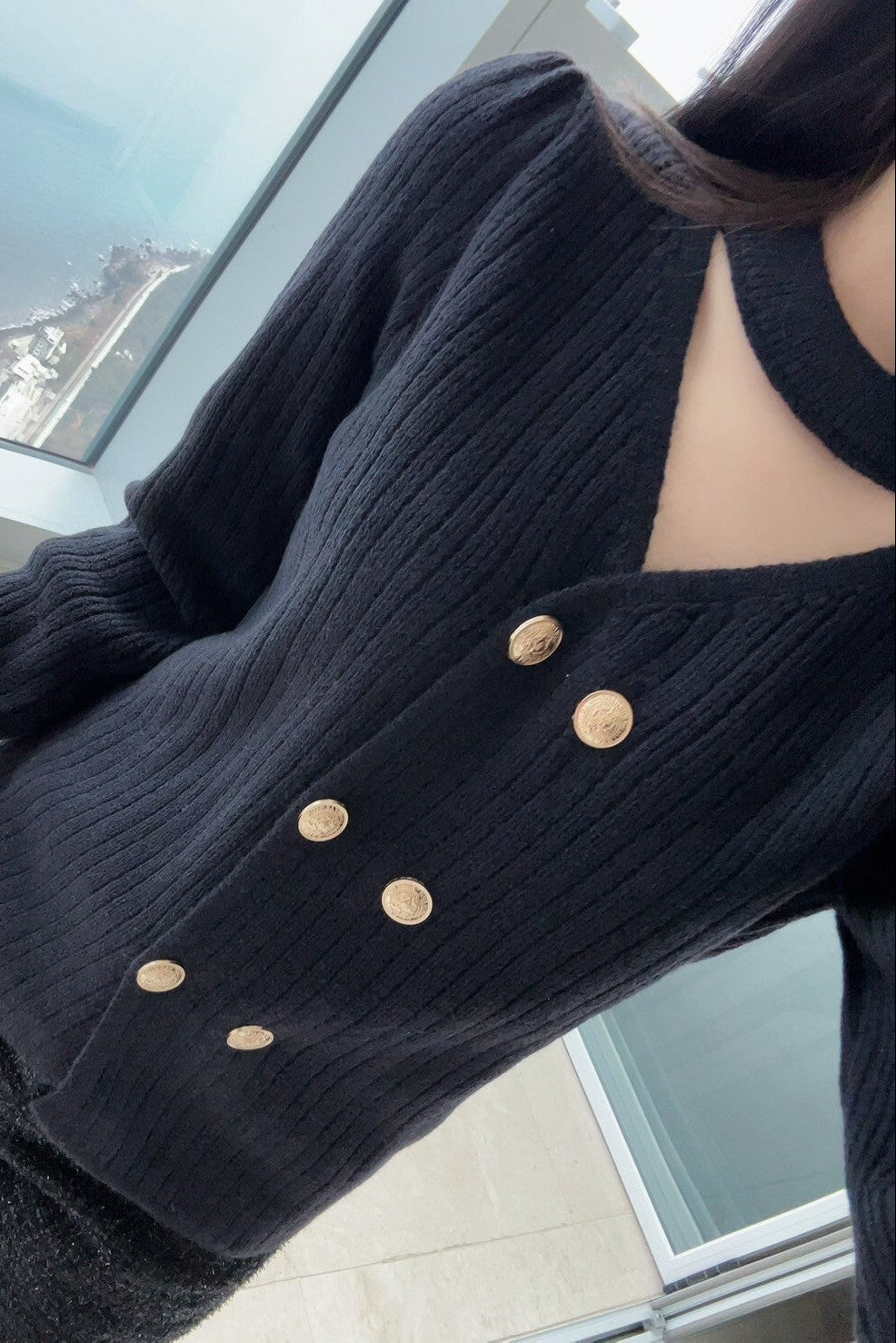 フロントボタンニット KR12843