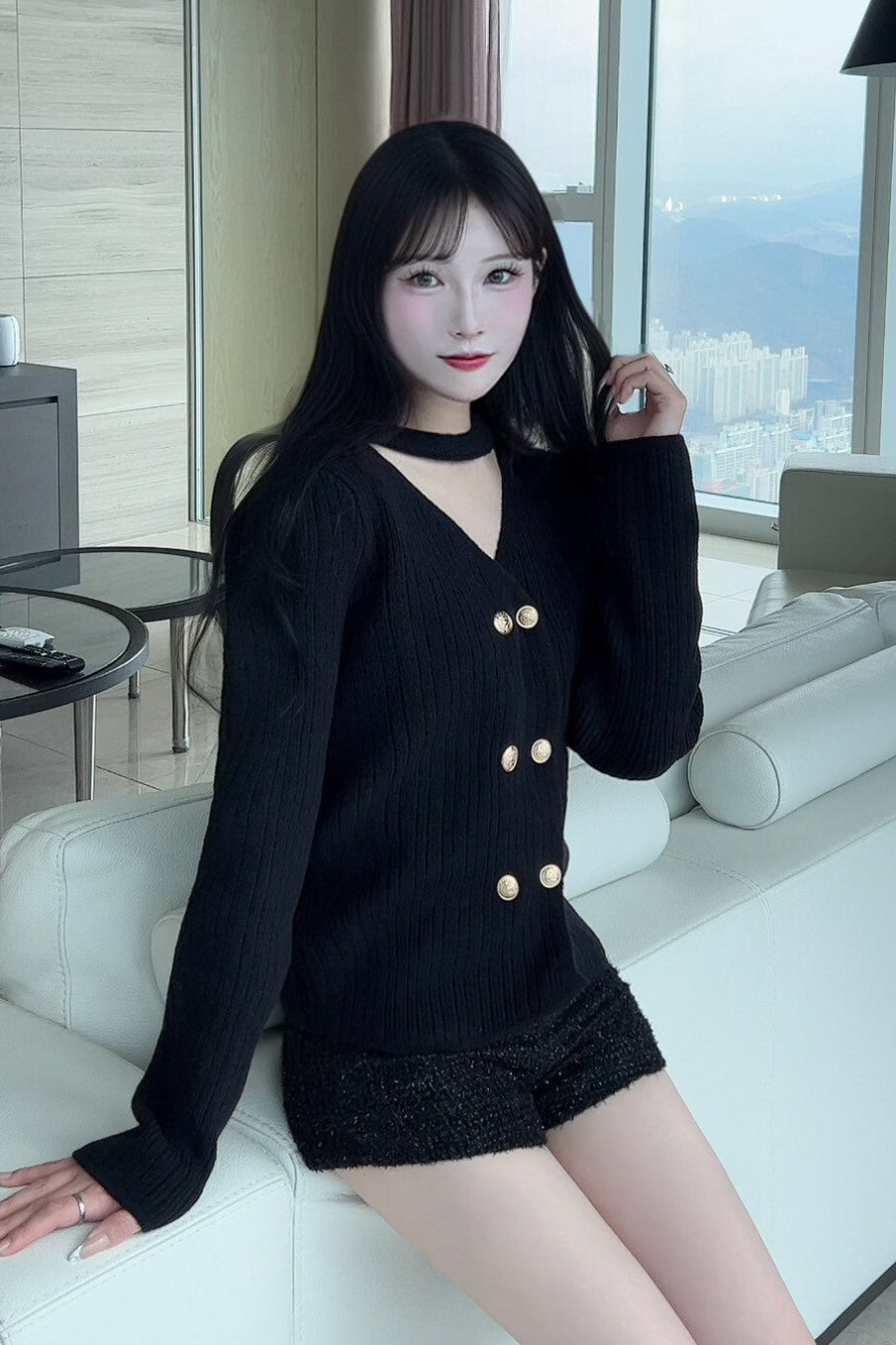 フロントボタンニット KR12843