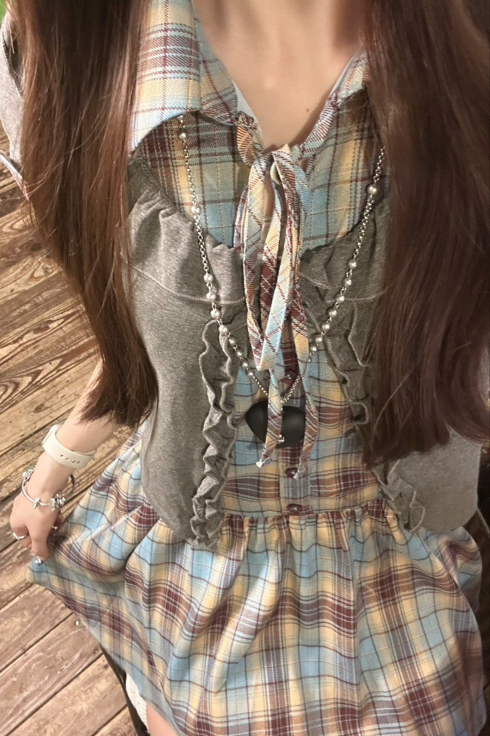 レイヤードチェックワンピース KR11632