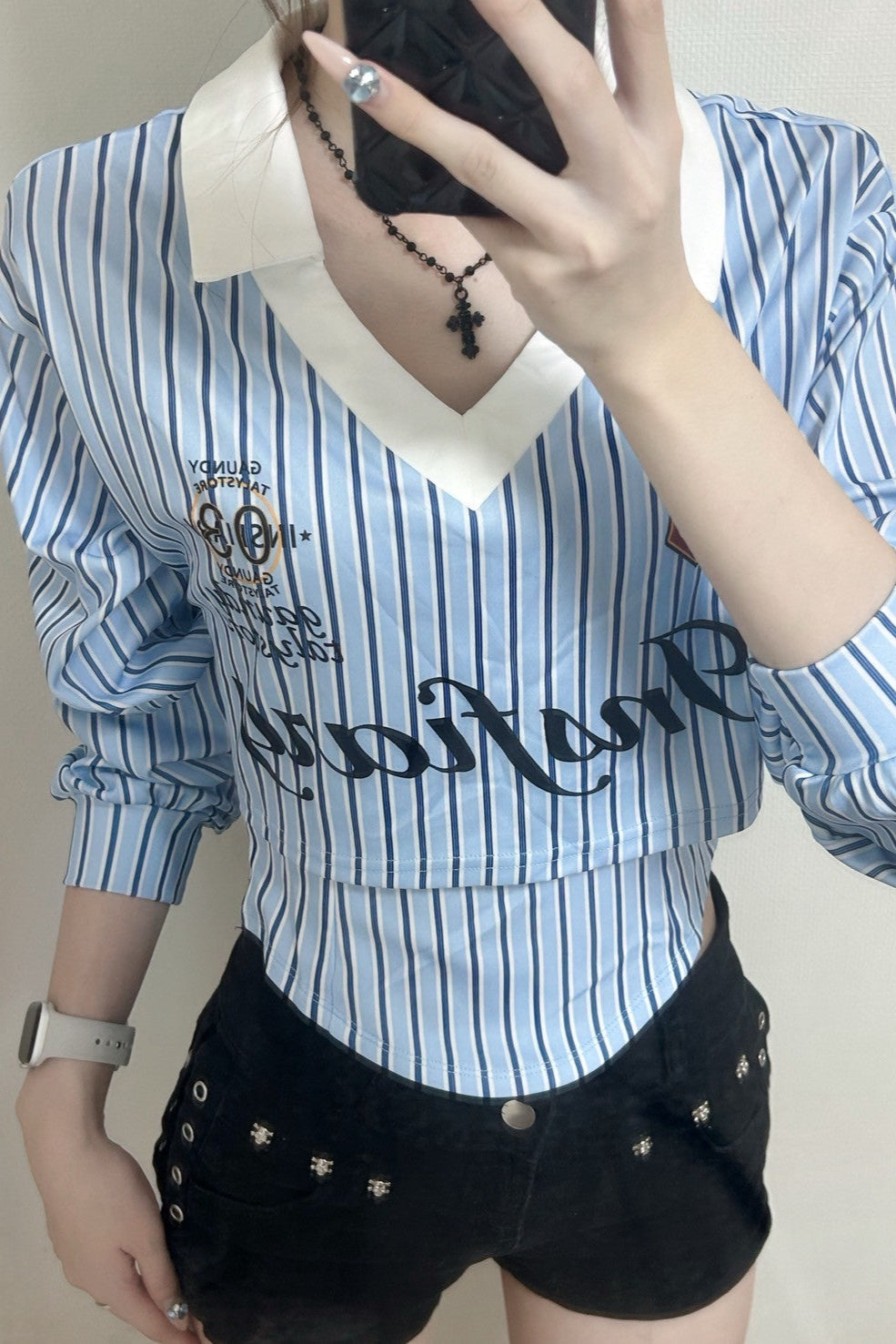 ストライプクロップドシャツ KR12634
