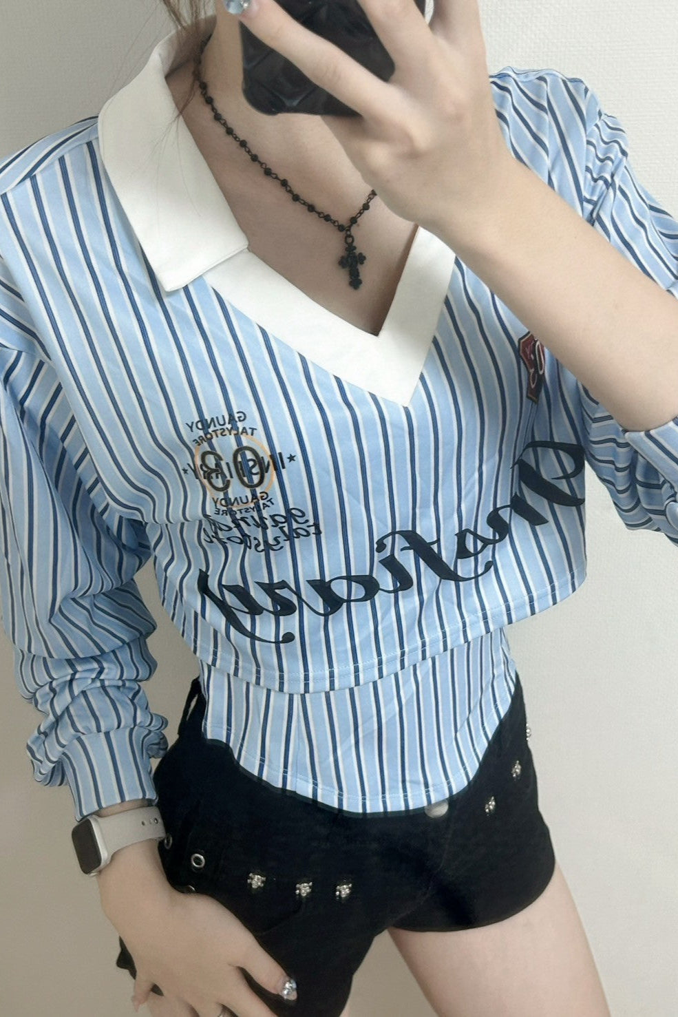 ストライプクロップドシャツ KR12634
