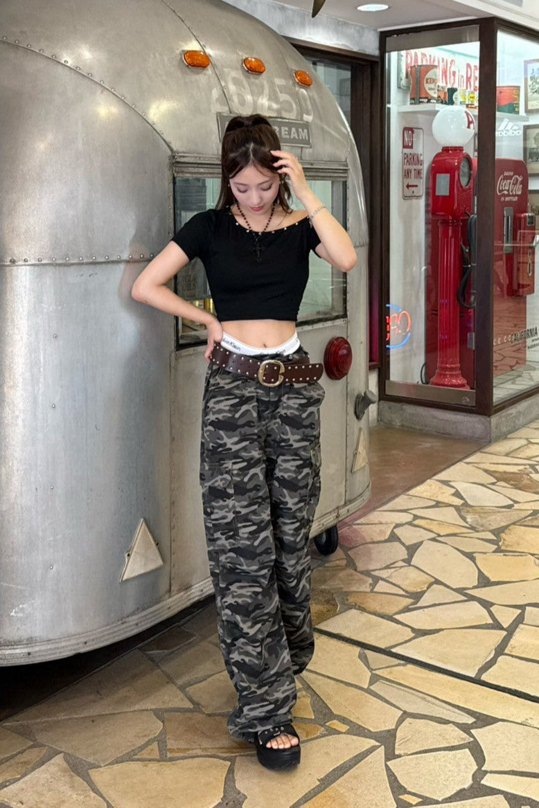 ワイドシルエットカモフラパンツ KR11907