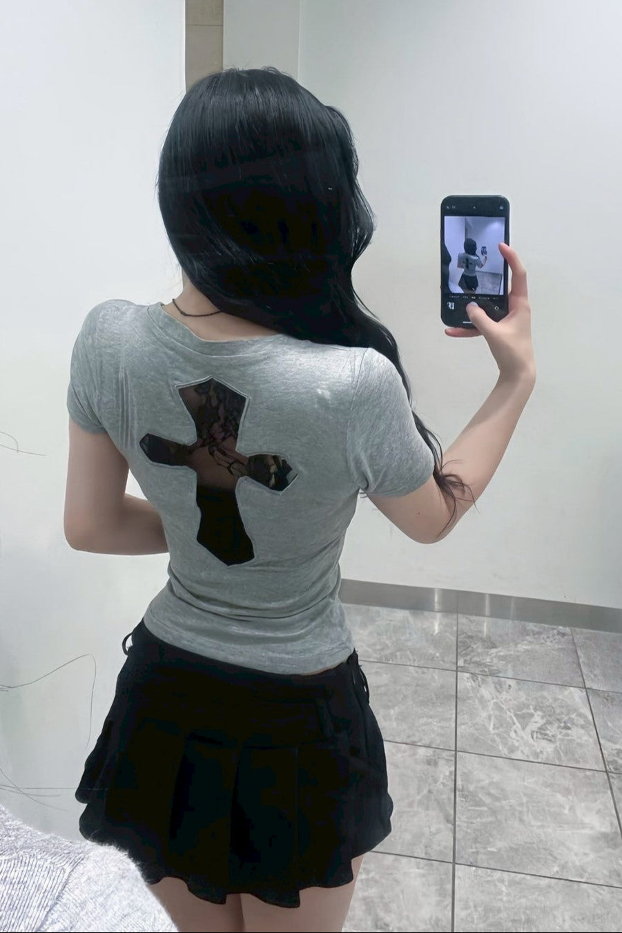 バックレースクロスTシャツ KR11667