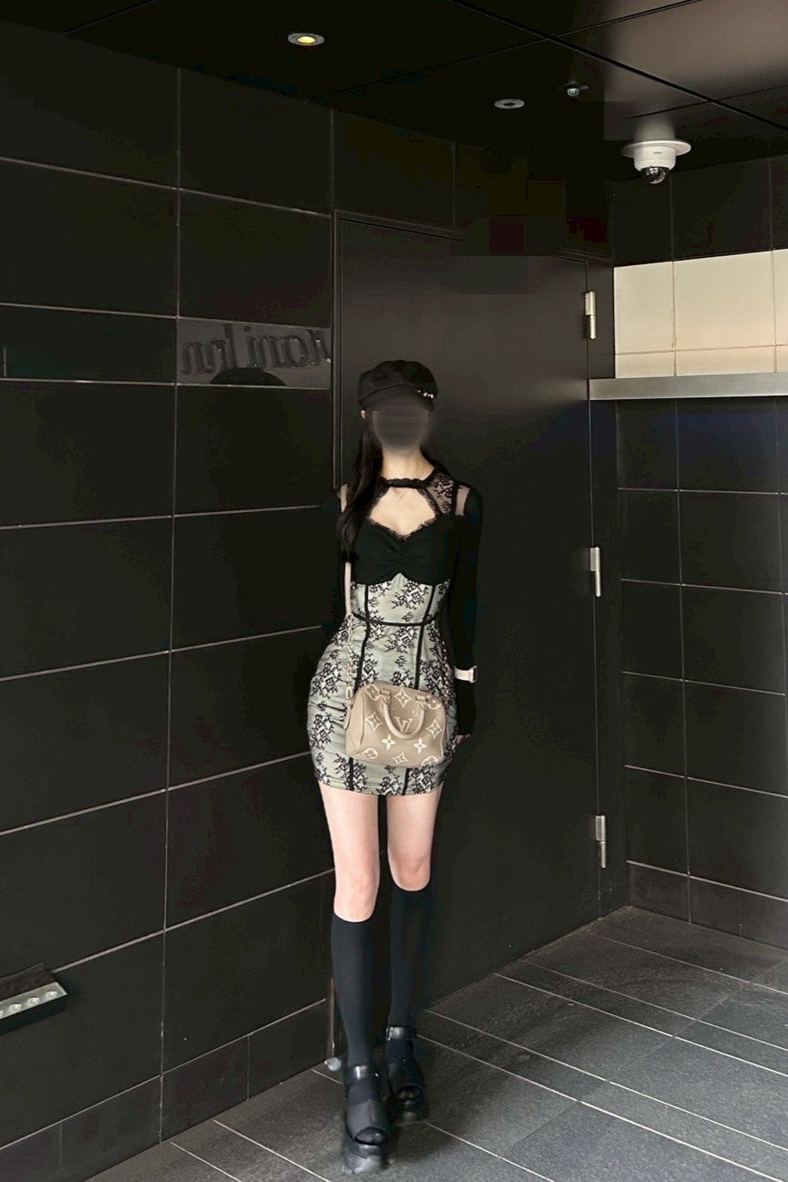 ブラックレースワンピース KR12718