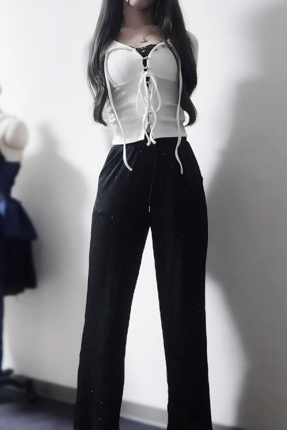 ブラックラメパンツ KR12149