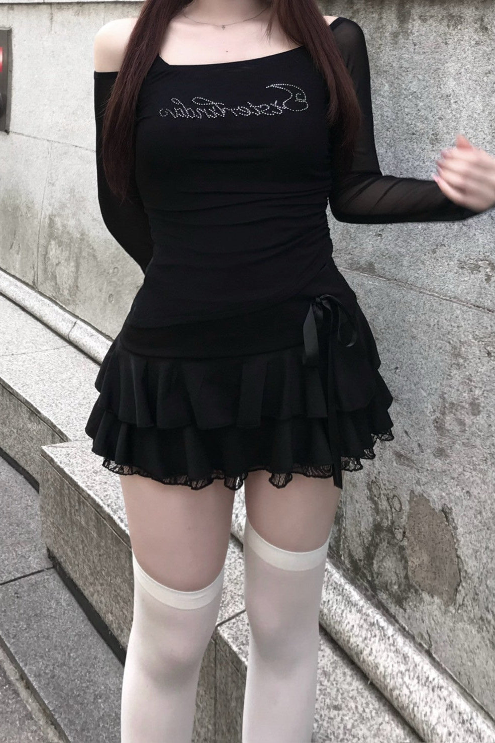 sweet ribbon layerd skirt KR10087