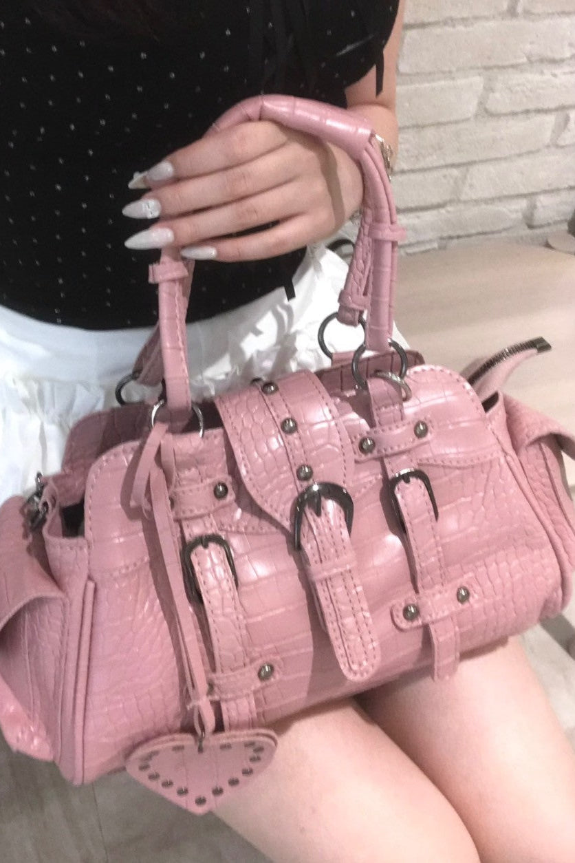 ピンクフェイクレザーバッグ KR10529